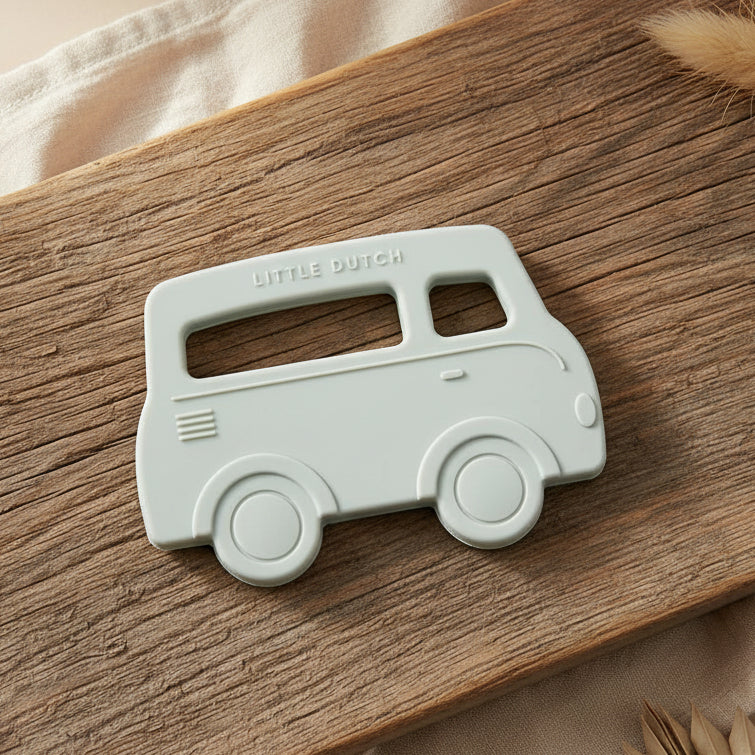 Little Dutch Beißring aus Silikon in grüner Busform