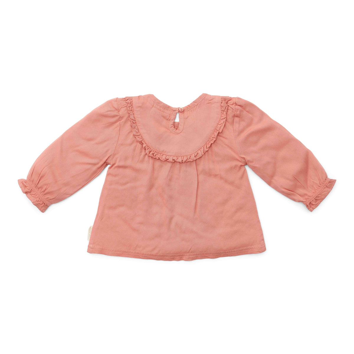 Bluse Warm Rose von Little Dutch mit Blumenstickerei am Halsausschnitt