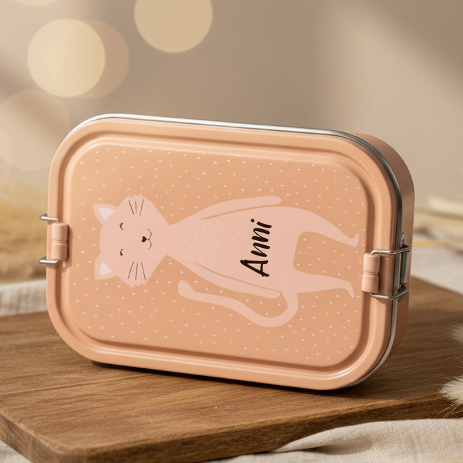 Trixie Brotdose groß Frau Katze aus Edelstahl personalisierbar