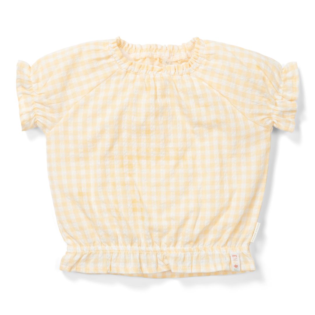 Blusa infantil Sunshine Checks amarilla – Talla 74–104