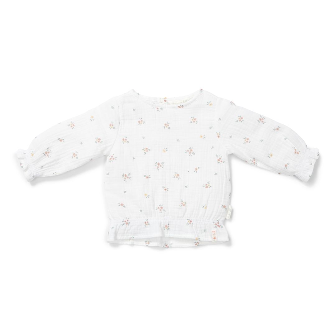 Little Dutch Musselin-Bluse White Meadows mit Blumenprint und langen Ärmeln