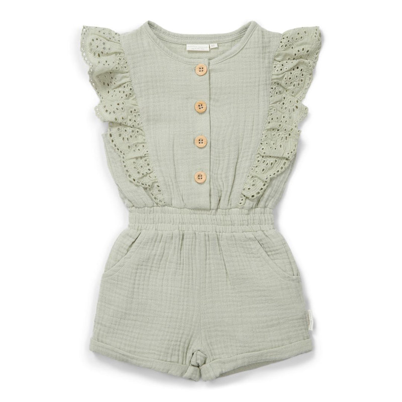 Little Dutch ärmelloser Baby-Jumpsuit Grass Green aus Bio-Baumwolle
