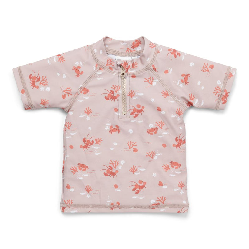 Bade-T-Shirt Lobster Bay von Little Dutch – kurzärmeliges sandfarbenes Badeoberteil