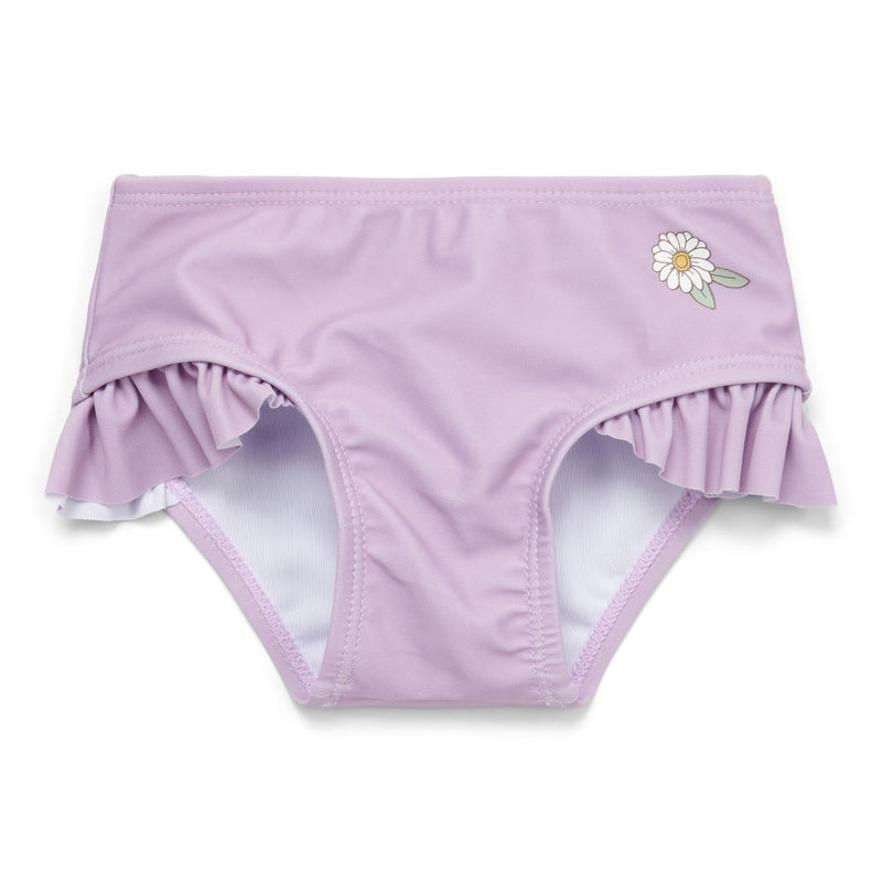 Badehose Mauve mit seitlichen Rüschen – Produktansicht