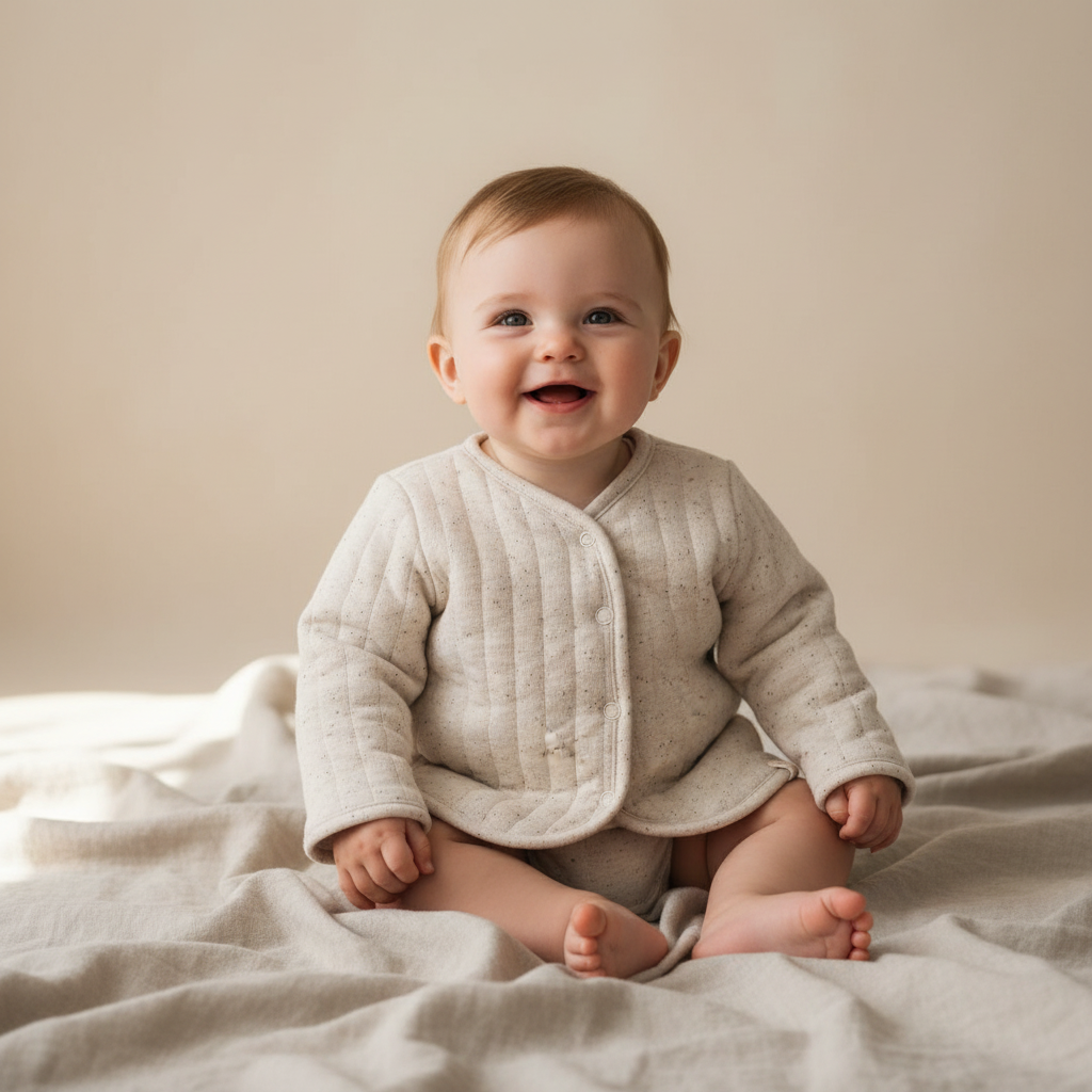 Wendejacke Baby Bunny Nappy Sand von Little Dutch – reversible Babyjacke