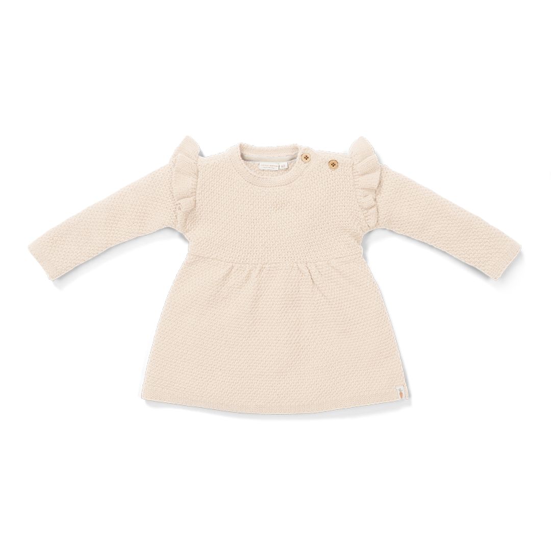 Produktansicht 2: Gestricktes Langarm Kleid Sand mit Rüschen