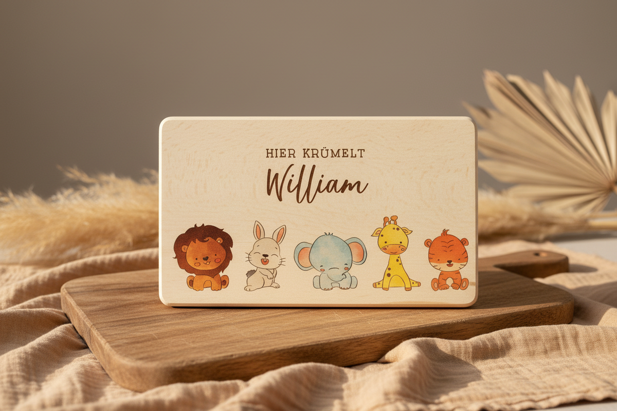 B-Ware Kinder-Frühstücksbrettchen mit Personalisierung William – Motiv und Namensdruck