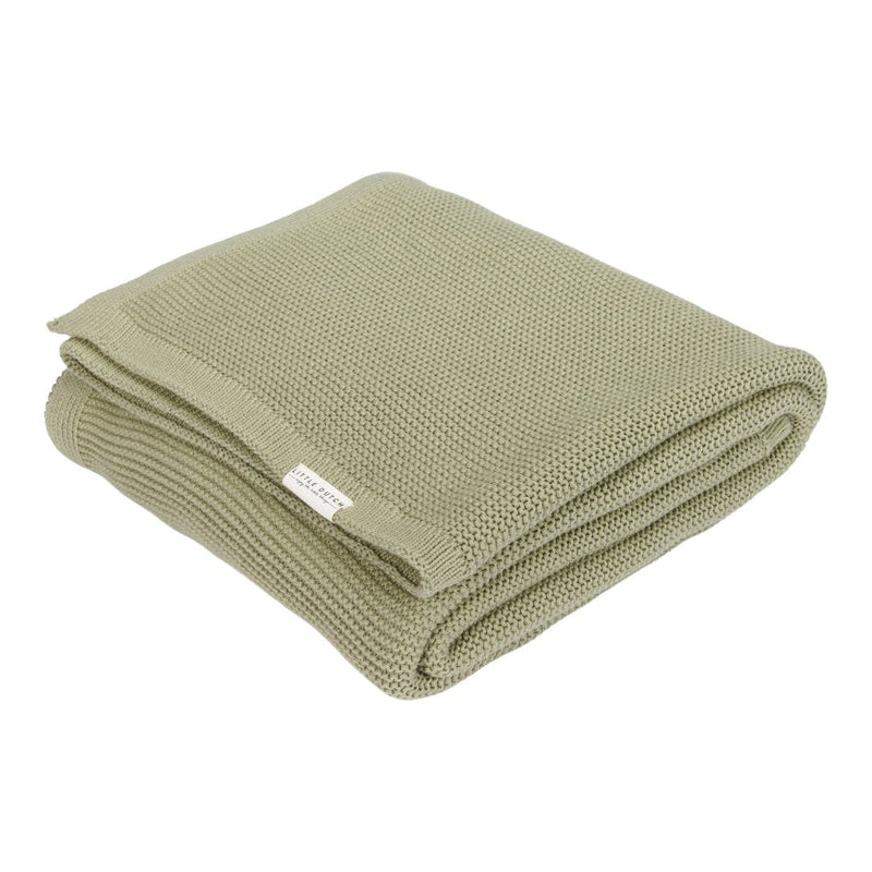 Gestrickte Wiegendecke Pure Olive 70 × 100 cm