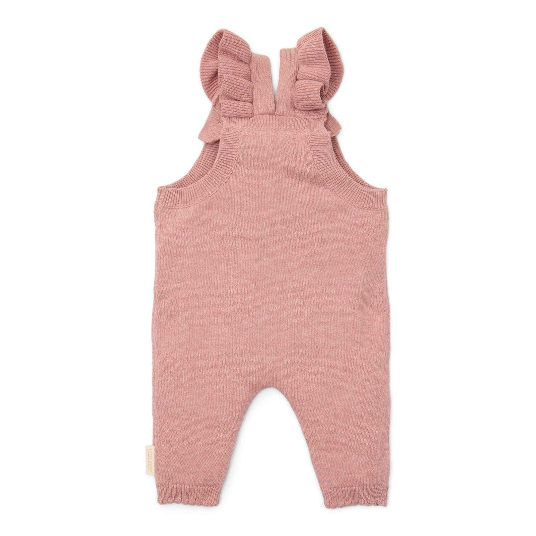 Baby-Strickoverall Fairy Pink mit Rüschen und Blumenstickerei