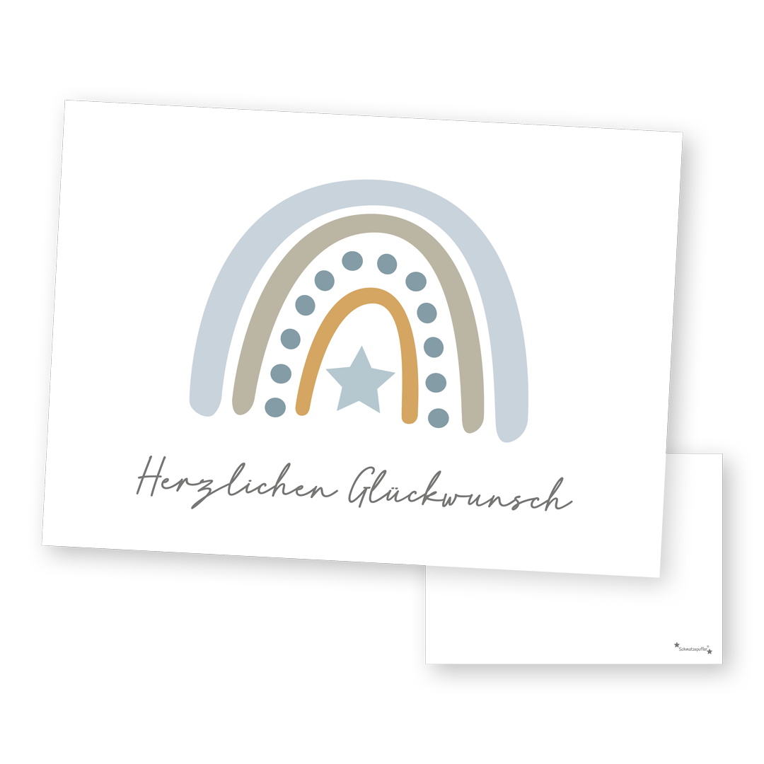 Tarjeta de felicitación personalizada azul - ¡Felicidades! | Schmatzepuffer