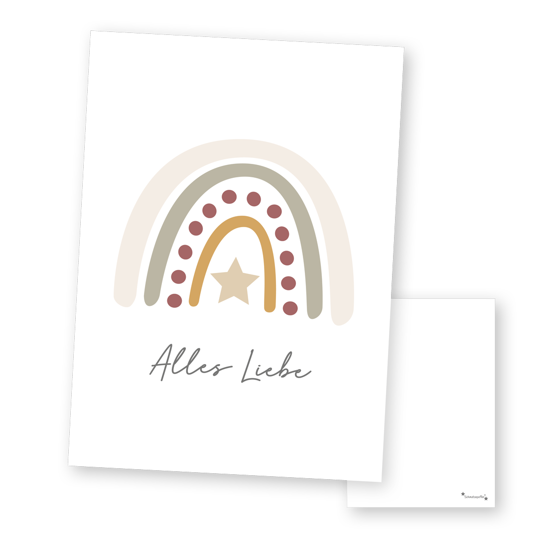 Gepersonaliseerde wenskaart beige - Veel liefs | Schmatzepuffer