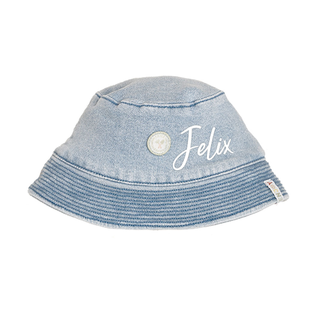 Little Dutch Denim-Hut mit Frontdetail in Größe 1 für 74–86 und Größe 2 für 92–104