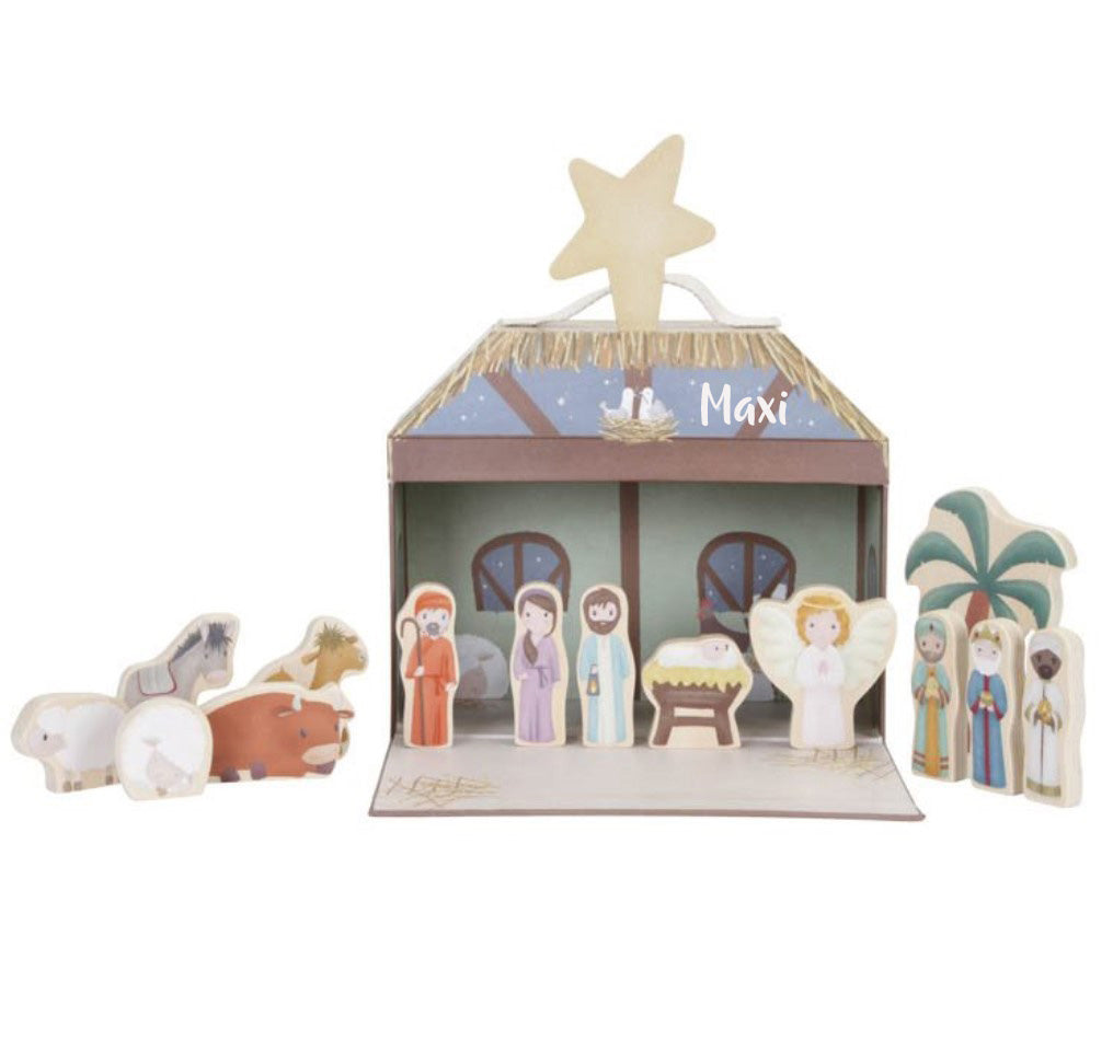 Personalisiertes Holz-Krippenspiel mit Name als Weihnachtsgeschenk