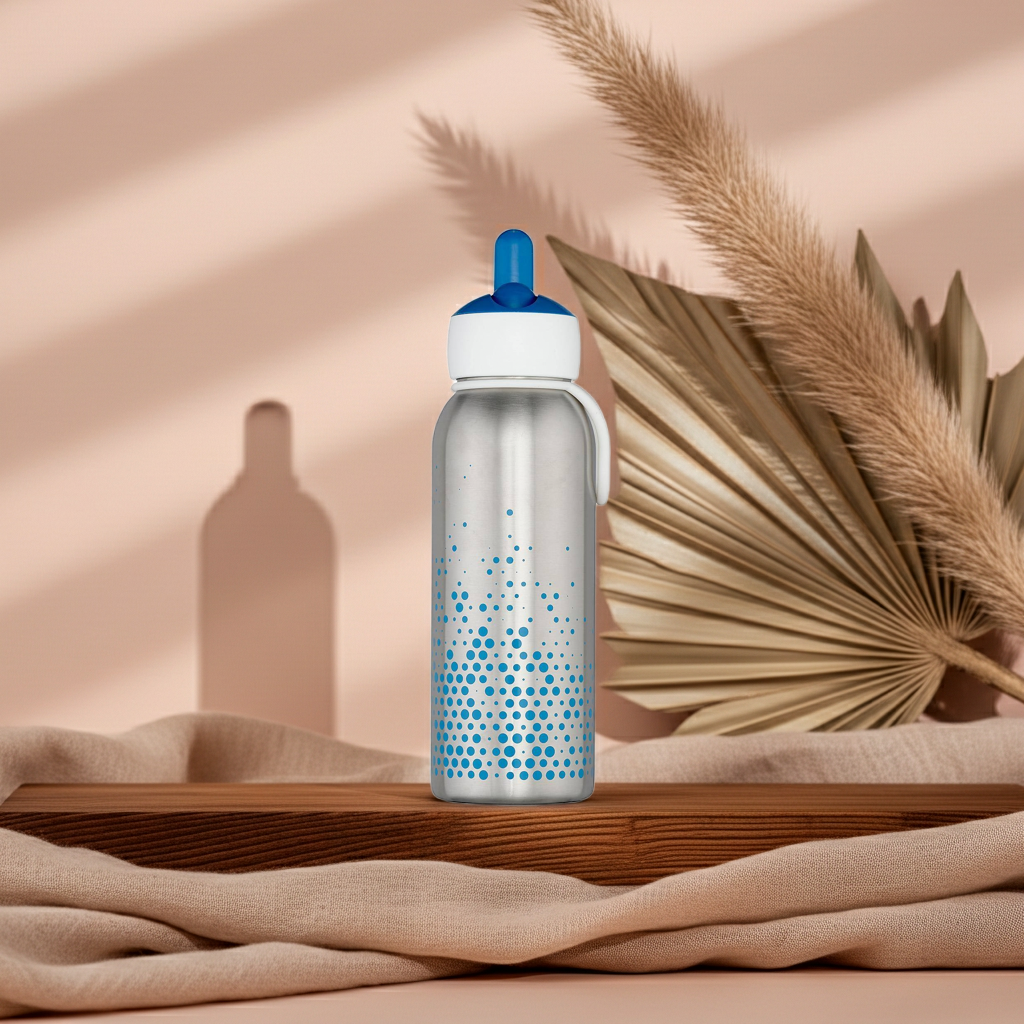 Mepal Campus Thermoflasche Flip-up 350 ml in Blau mit Trinkhalm