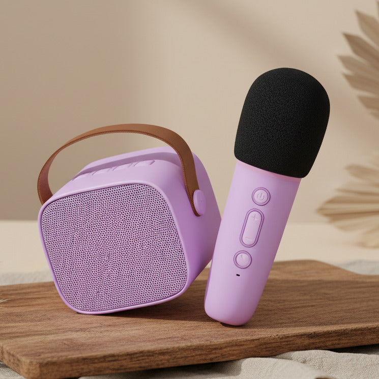 Lalarma Karaoke-Set Purple mit Bluetooth-Lautsprecher und kabellosem Mikrofon