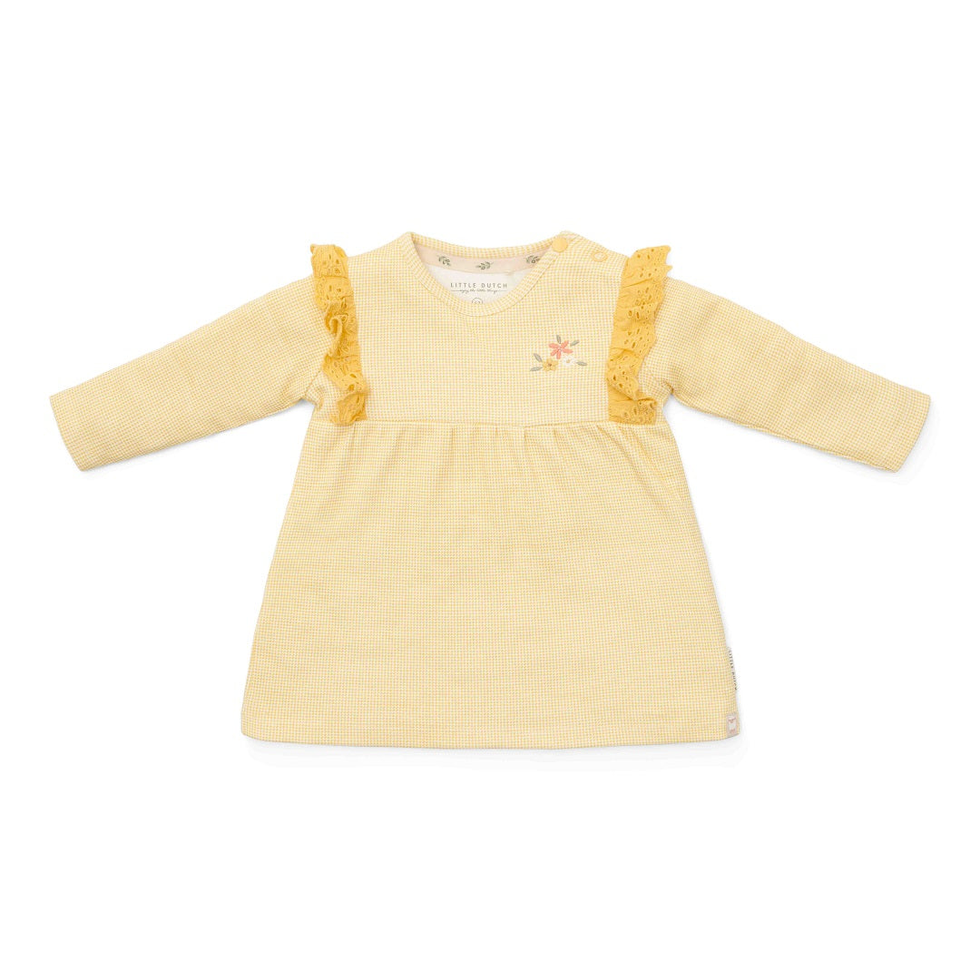 Little Dutch Langarm-Kleid Warm Yellow Check für Babys in den Größen 44 bis 74