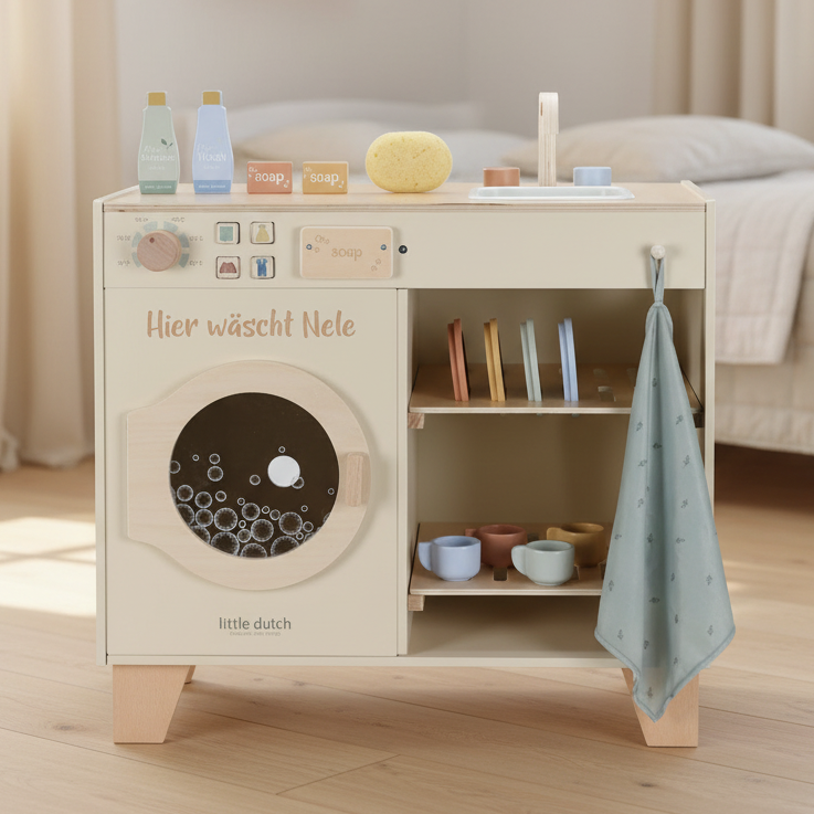 Little Dutch Holz-Waschmaschine mit Geschirrspüler und Gravur