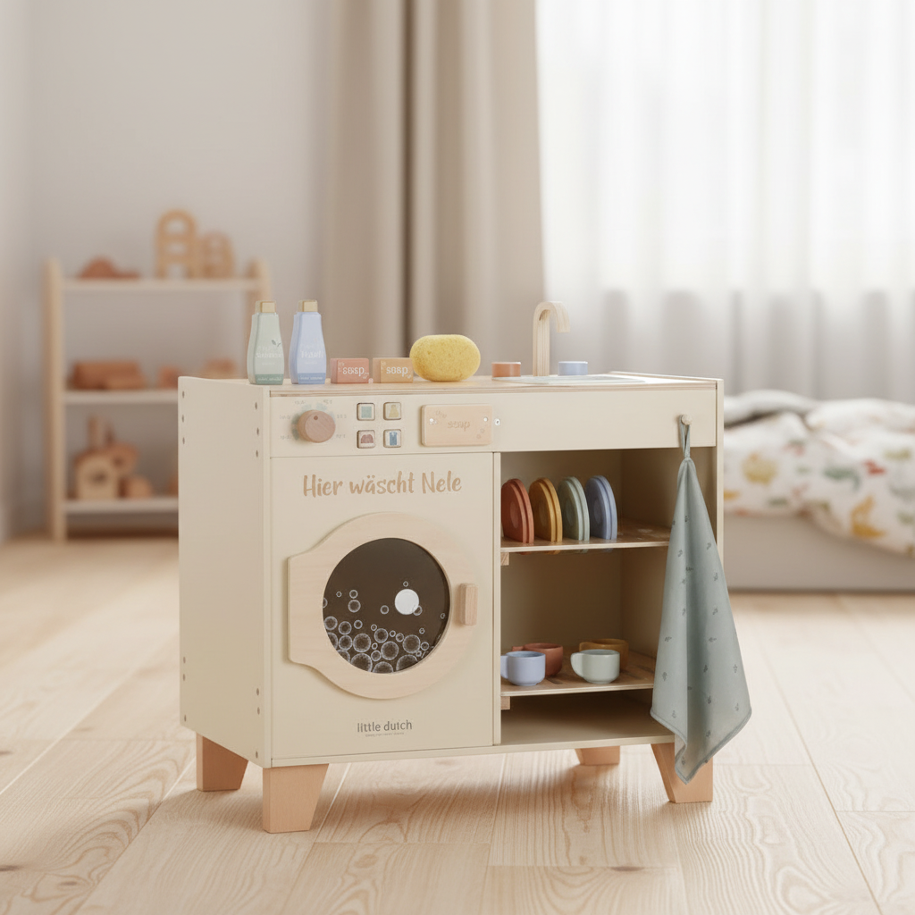 Personalisierte Little Dutch Waschmaschine mit Geschirrspüler aus Holz