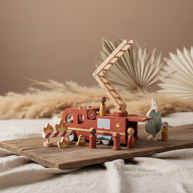 Little Dutch Holz-Feuerwehrauto-Set personalisierbar