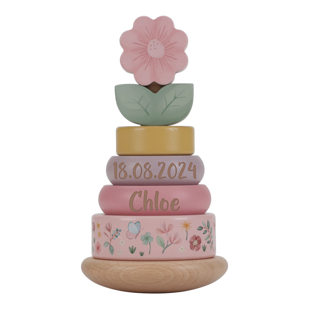 Tour de pile en bois personnalisée pour la naissance – Jardin féerique
