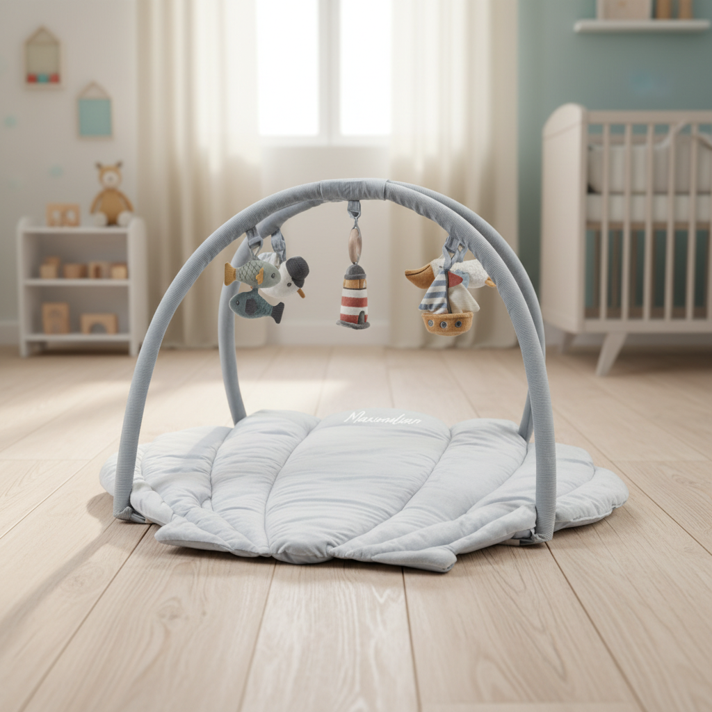 Spielbogen Sailors Bay mit weicher Babydecke und fünf abnehmbaren Spielzeugen