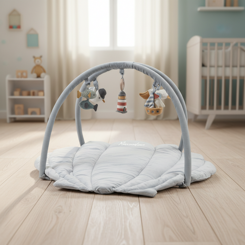 Spielbogen Sailors Bay mit weicher Babydecke und fünf abnehmbaren Spielzeugen