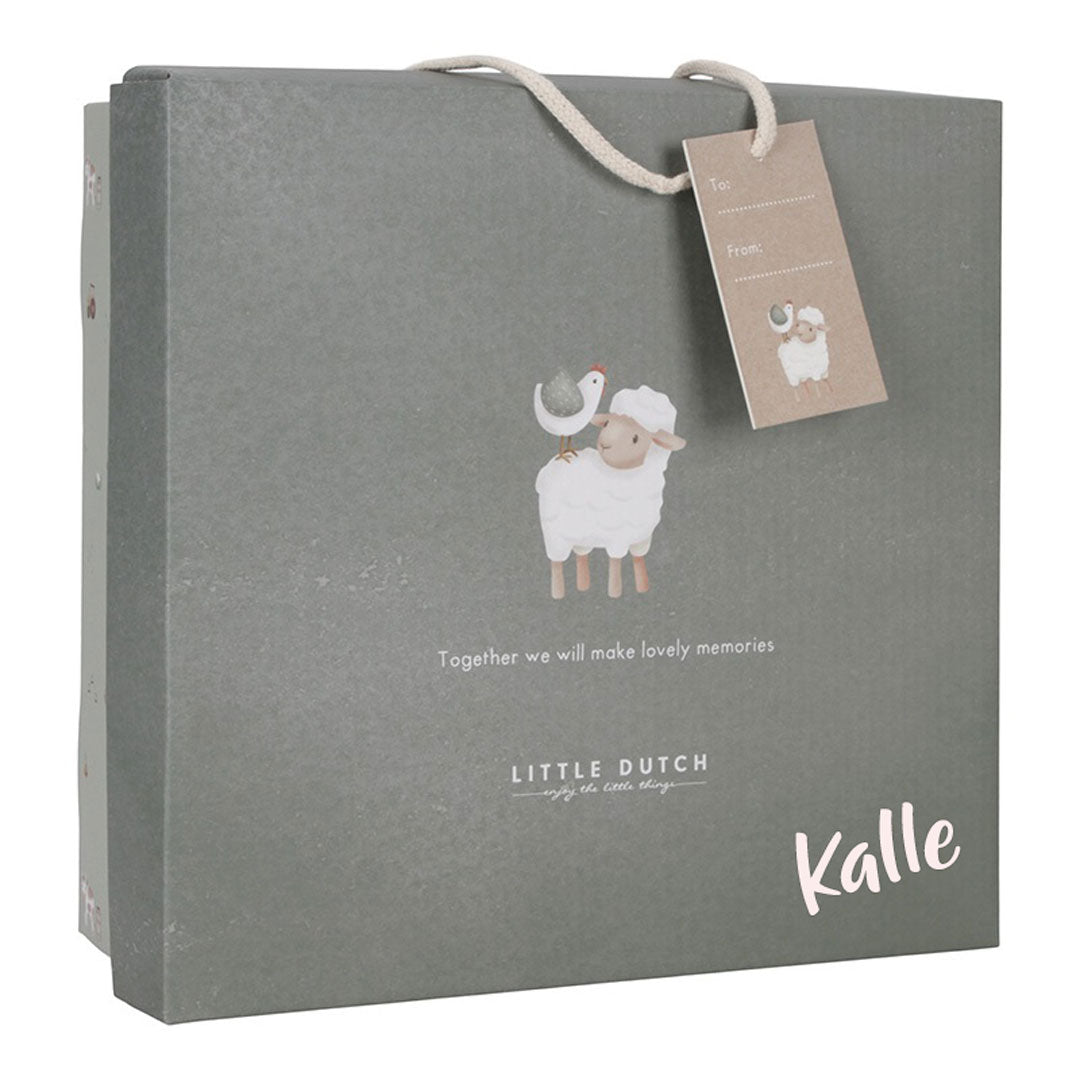 Personalisiertes Little Dutch Geschenkset Little Farm – Baby-Geschenkbox mit Bauernhof-Kuschelartikeln als persönliches Geschenk zur Geburt