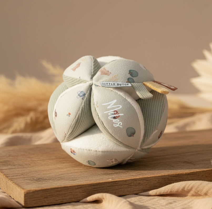 Personalisierter Greifball Little Farm mit Rassel und Name