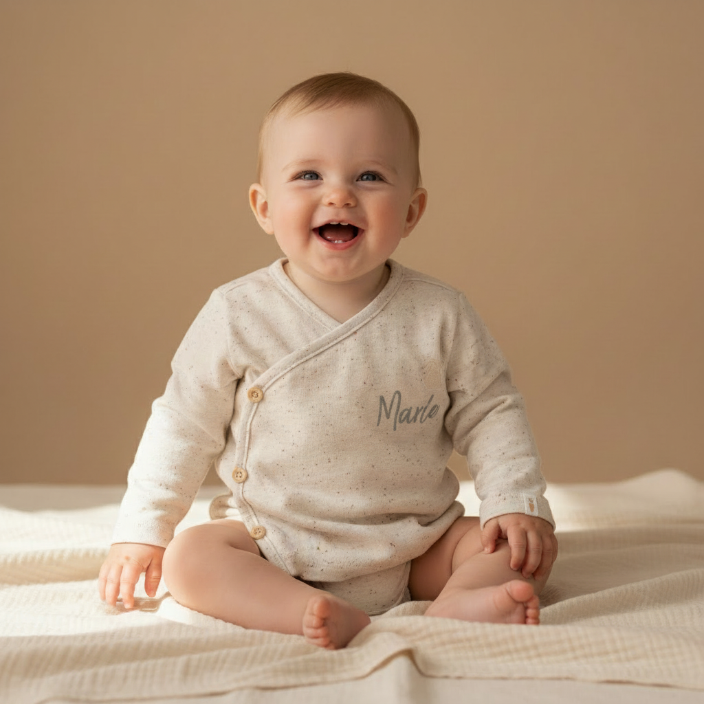 Baby Wrap Jacket Nappy Sand – customizable, sizes 44–74