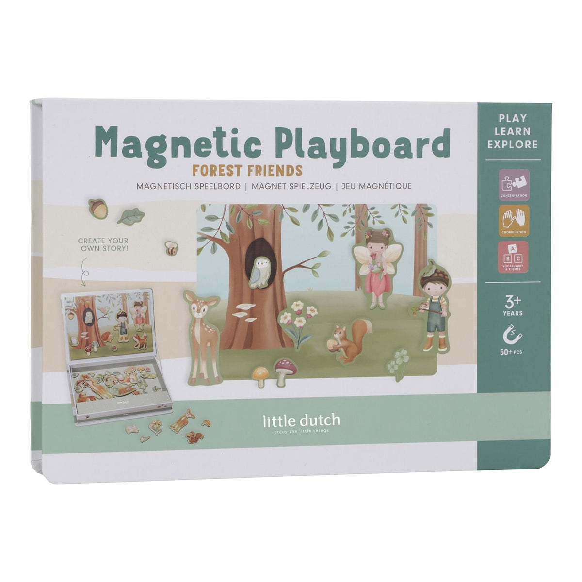 Little Dutch magnetisches Spielbrett Forest Friends mit Waldmotiven und Magneten