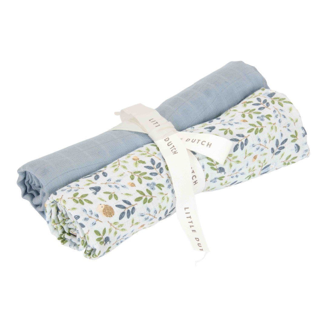 Little Dutch Musselintuch-Set Forest Adventure und Denim Blue 70 × 70 cm