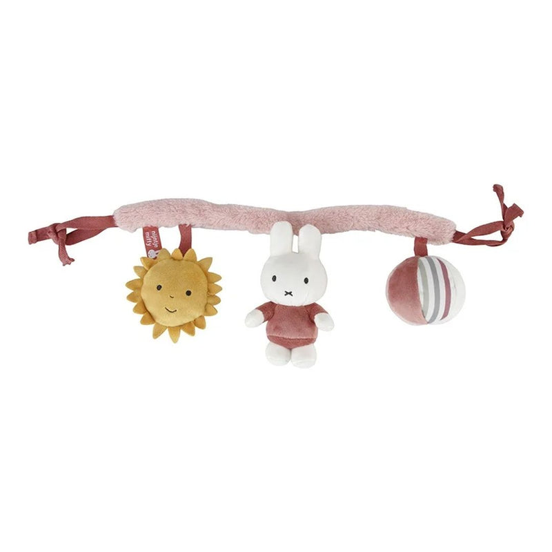Miffy Kinderwagenkette Fluffy Pink mit drei Spielanhängern für Kinderwagen und Babyschale