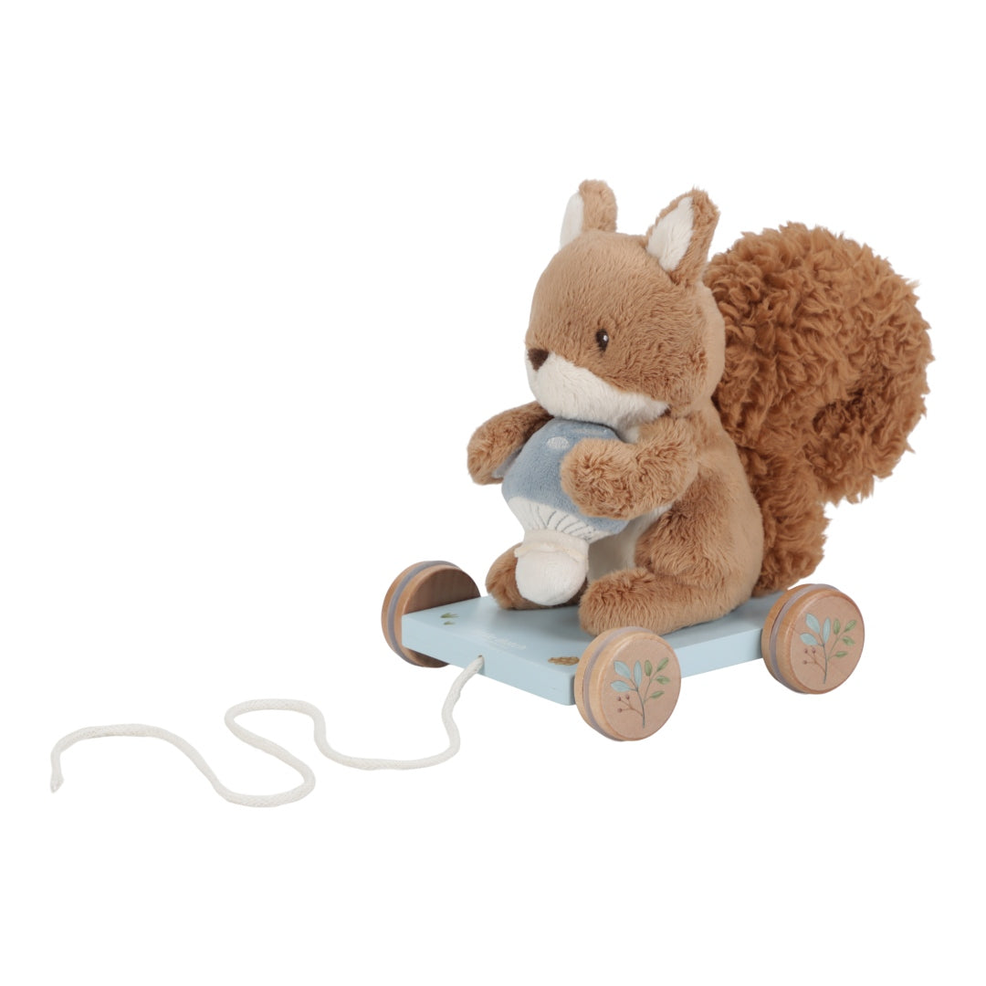 Eichhörnchen auf blauem Holzkarren – Forest Friends Nachziehtier