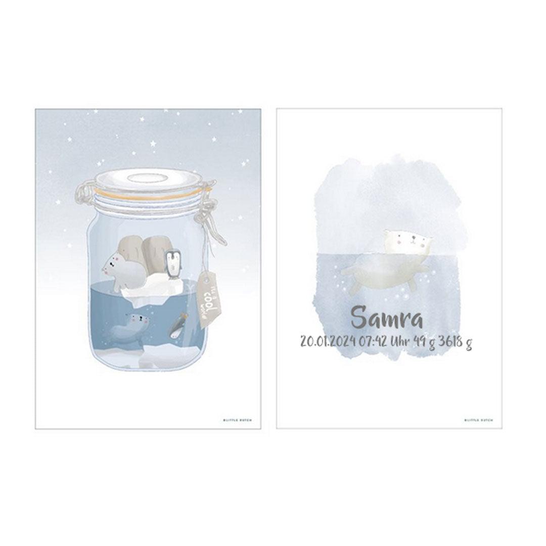 A3-Poster Polar Bär Blau von Little Dutch in personalisierter Beispielansicht