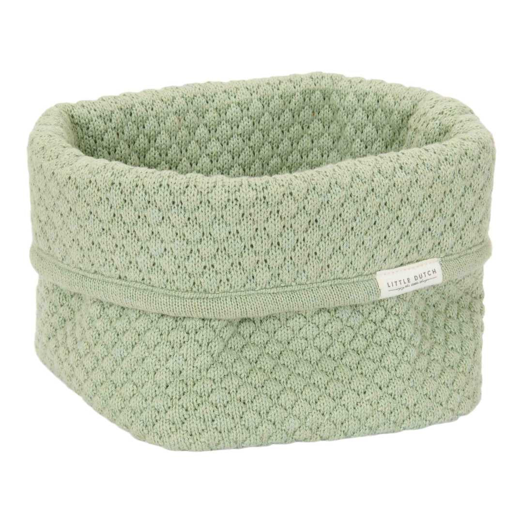 Kleines Pflegekörbchen Pure Sage 15 × 15 × 15 cm für den Wickelplatz