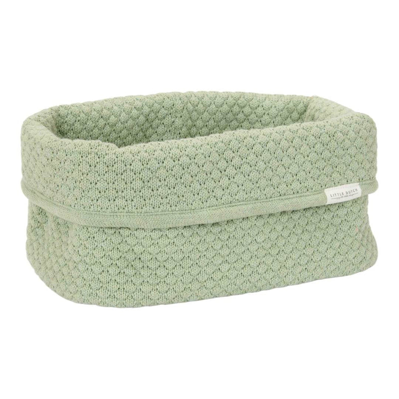 Little Dutch Pflegekörbchen Pure Sage groß 25 × 15 × 15 cm aus Bio-Baumwolle