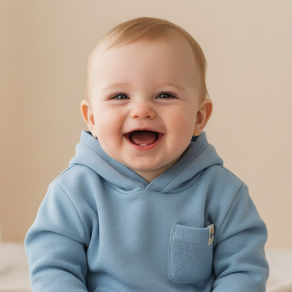 Little Dutch Kapuzenpullover Ice Blue aus Bio-Baumwolle mit Kapuze und Tasche