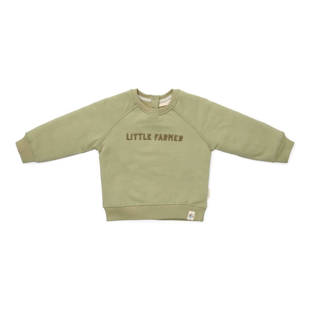 Little Dutch Pullover Grün Little Farm – weitere Ansicht mit Little-Farmer-Stickerei