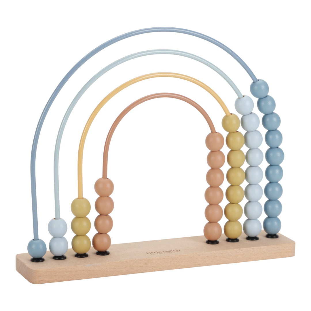 Regenbogen-Abakus Forest Friends von Little Dutch – Holz-Lernspielzeug in Blau mit bunten Perlen für erste Zählübungen