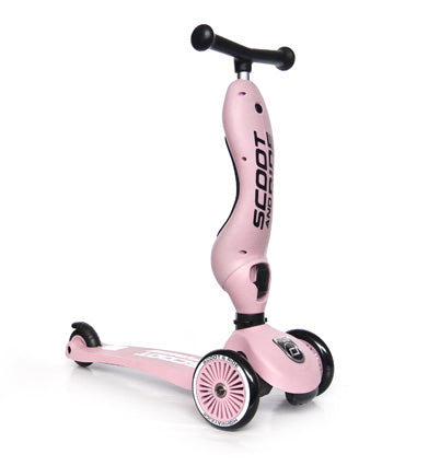 Scoot & Ride Highwaykick 1 in Rose – 2-in-1 Kinderroller und Rutscher mit Sitz für Kinder von 1 bis 5 Jahren