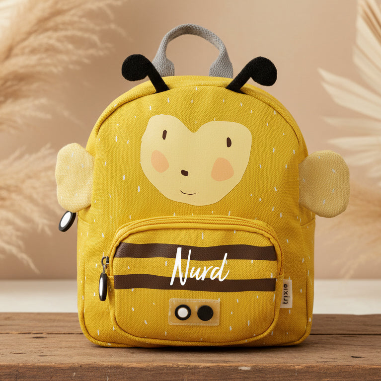 Personalisierter Trixie Rucksack Frau Hummel in Gelb