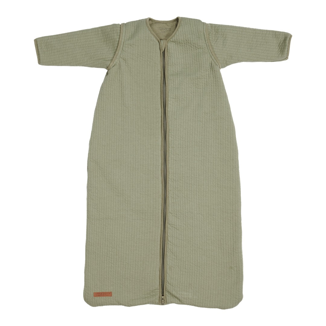 Little Dutch Winterschlafsack Pure Olive 110 cm in Grün – warmer Kinder-Schlafsack mit abzippbaren Ärmeln für Herbst und Winter
