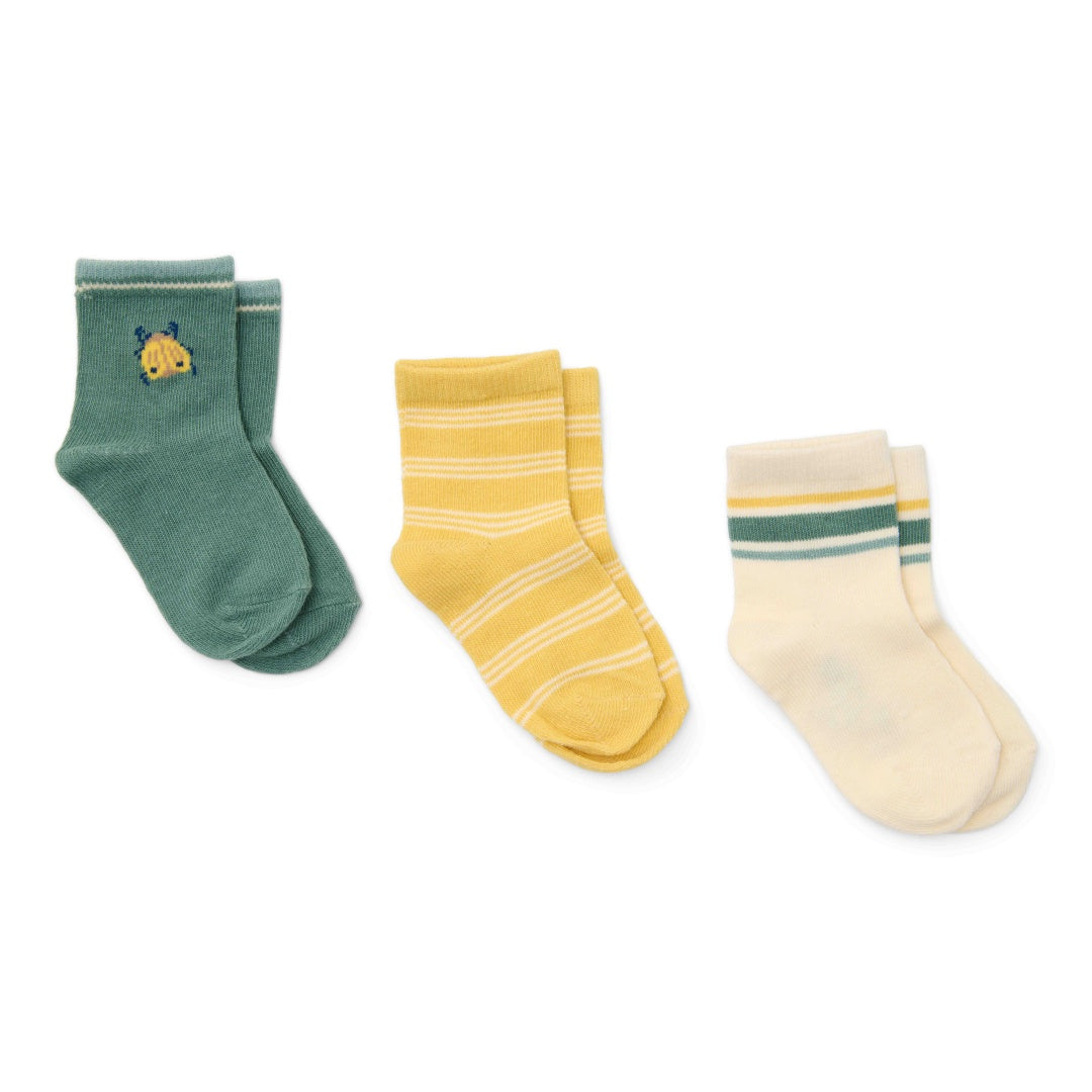 Little Dutch Socken-Set Forest Friends Größe 20–22 für 1–2 Jahre – drei Paar Kindersocken mit Käfer-, Streifen- und Sportdesign