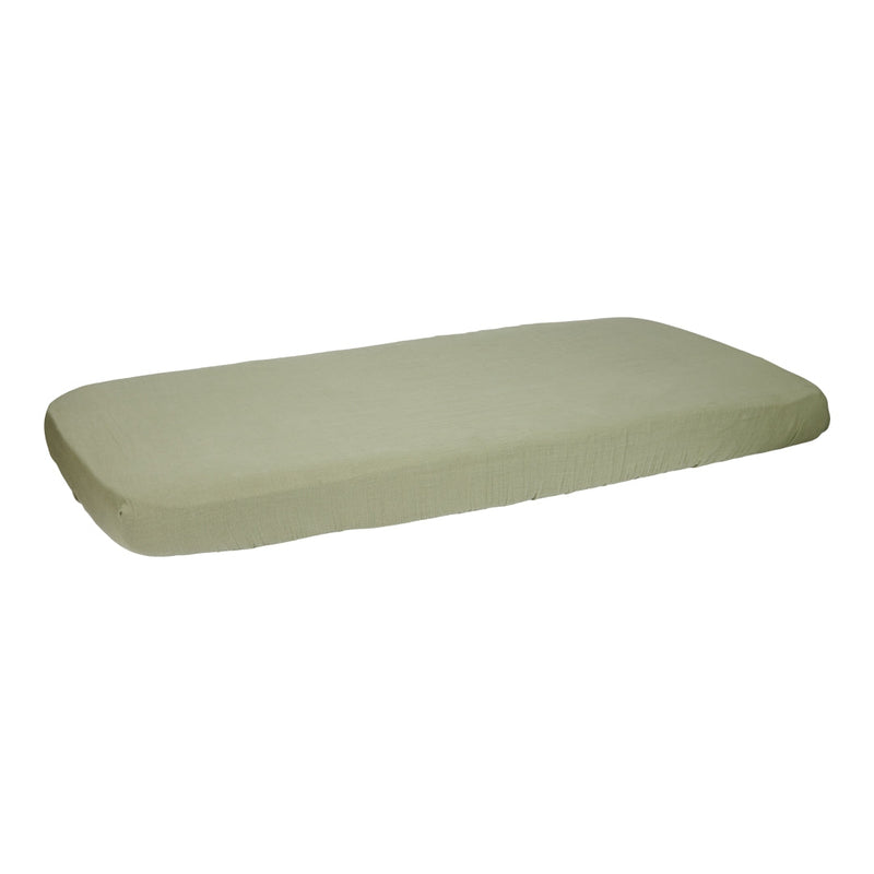 Musselin-Spannbettlaken Pure Olive 60 × 120 cm
