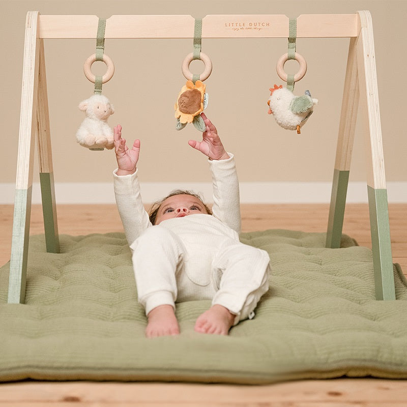 Little Dutch Spieltrapez Little Farm – Holz-Babygym mit Schaf, Küken und Blume zur Förderung von Motorik und Sinnen von 0 bis 6 Monaten