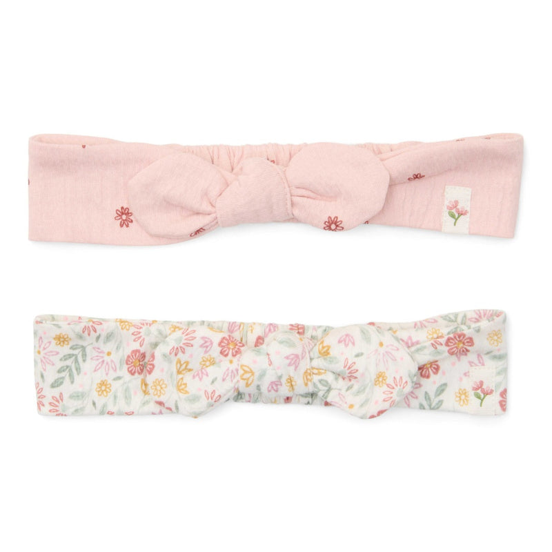 Kinder-Stirnbänder im 2er-Set in Pink und Fairy-Garden-Design, Größen 74/86 und 92/104