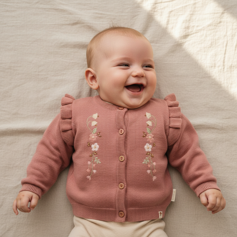 Little Dutch Strickjacke Warm Rose aus der Little Farm Kollektion
