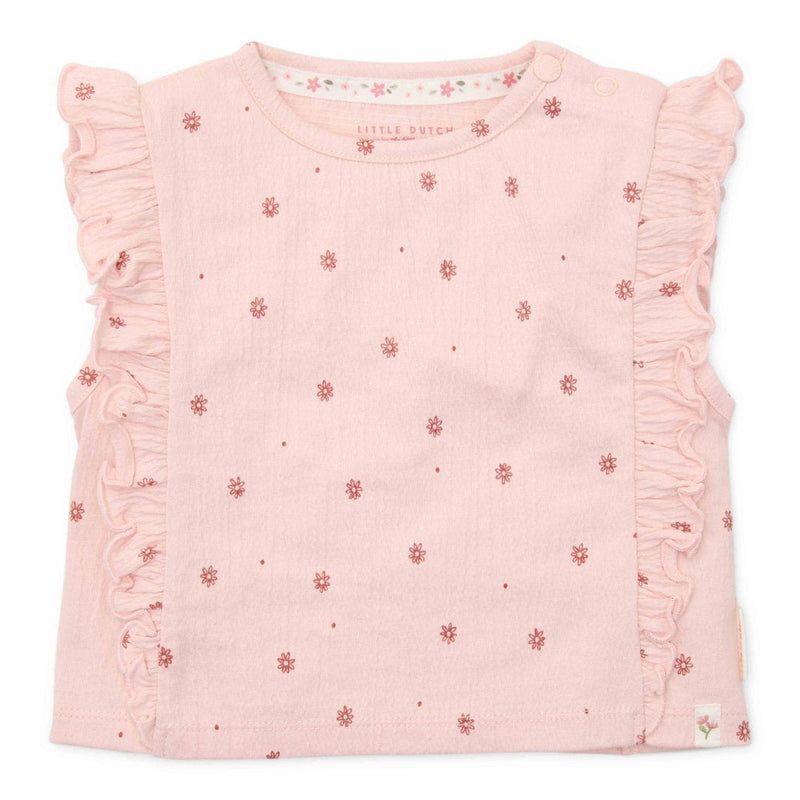 Ärmelloses Little Dutch T-Shirt Lotus mit Rüschen und Fairy-Garden-Blumenprint
