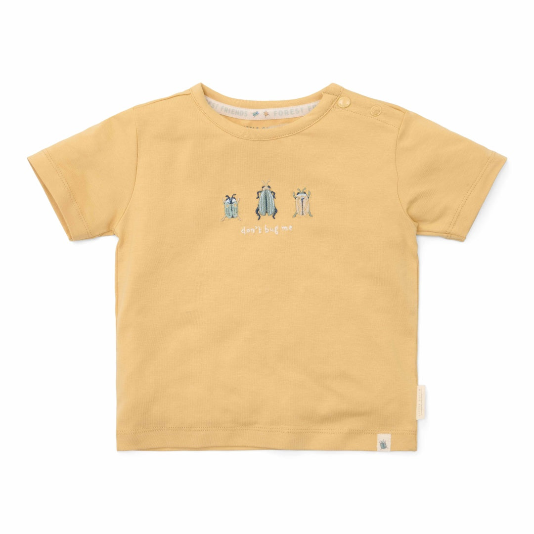 Little Dutch Kurzarm-T-Shirt Almond mit Käferstickerei aus der Forest Friends Kollektion