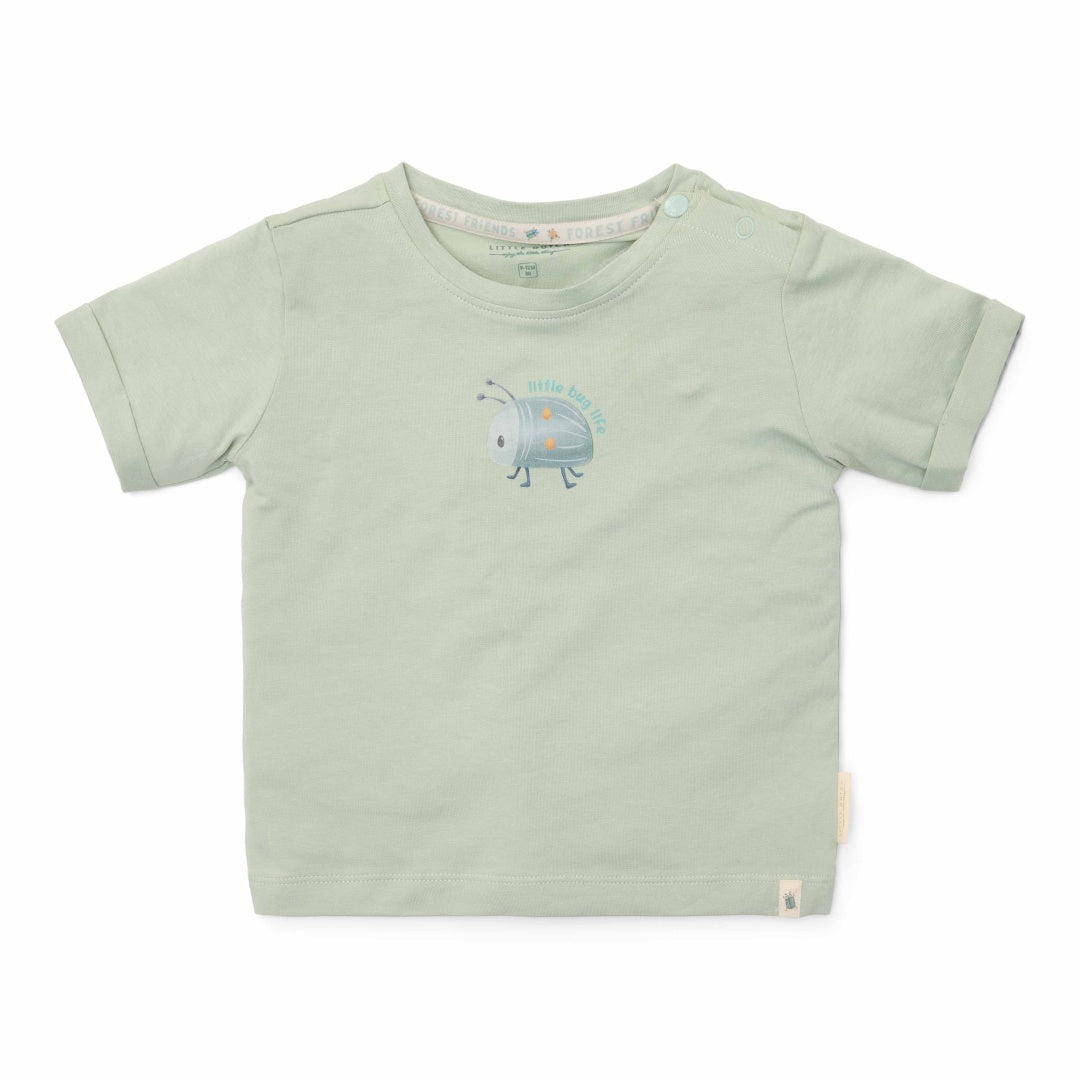 Little Dutch Forest Mint Kurzarm-T-Shirt mit Käfermotiv – Produktansicht